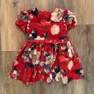 2T Mayoral girls red velvet floral dress